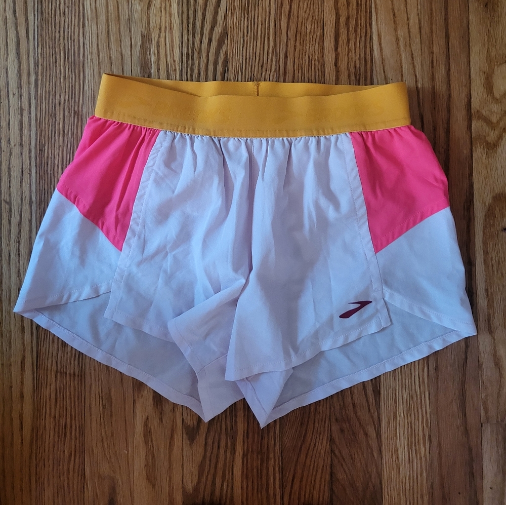 Brooks Women's White and Pink Running Shorts
